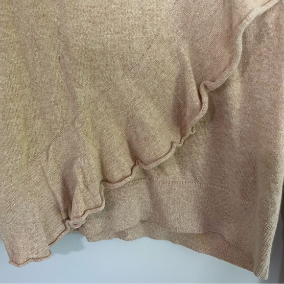 [J. Crew] Women's Tan Crewneck Ruffle Wool Blend Pullover Sweater - Picture 3 of 10
